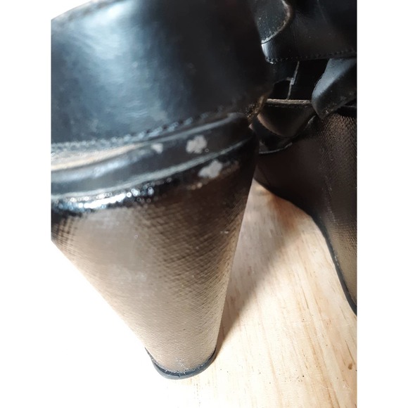 Strappy Black Wedge Sandals - Picture 4 of 4